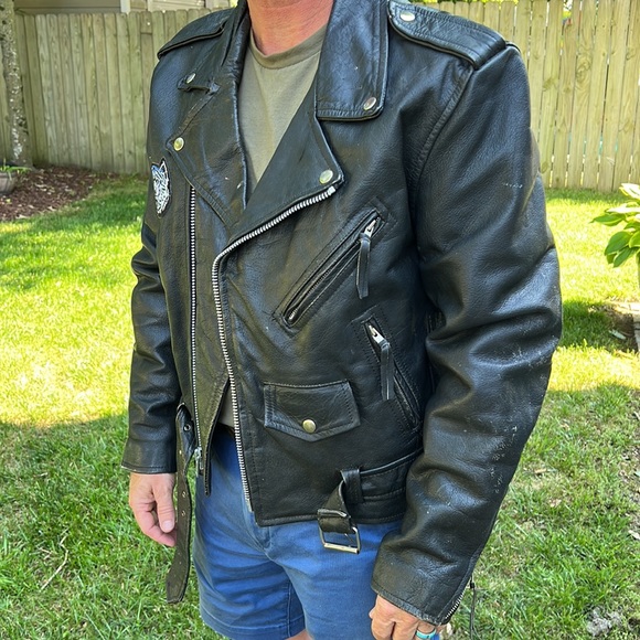 UNISEX Vintage 100% leather Sea Dream biker jacket. With Harley Davidson patch. - Picture 3 of 10